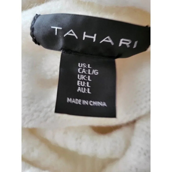 TAHARI Cream Multi Long Sleeve Turtleneck long sleeve Dress size L - Picture 6 of 9